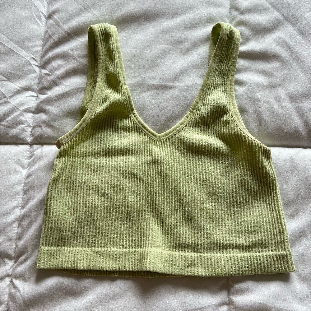 Ribbed Crop Tank in Light Green